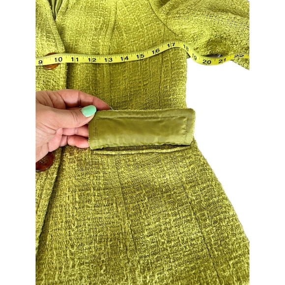 Talbots Vintage apple Green Textured Blazer Jacket Size 4 Petite Italian fabric - Picture 4 of 11
